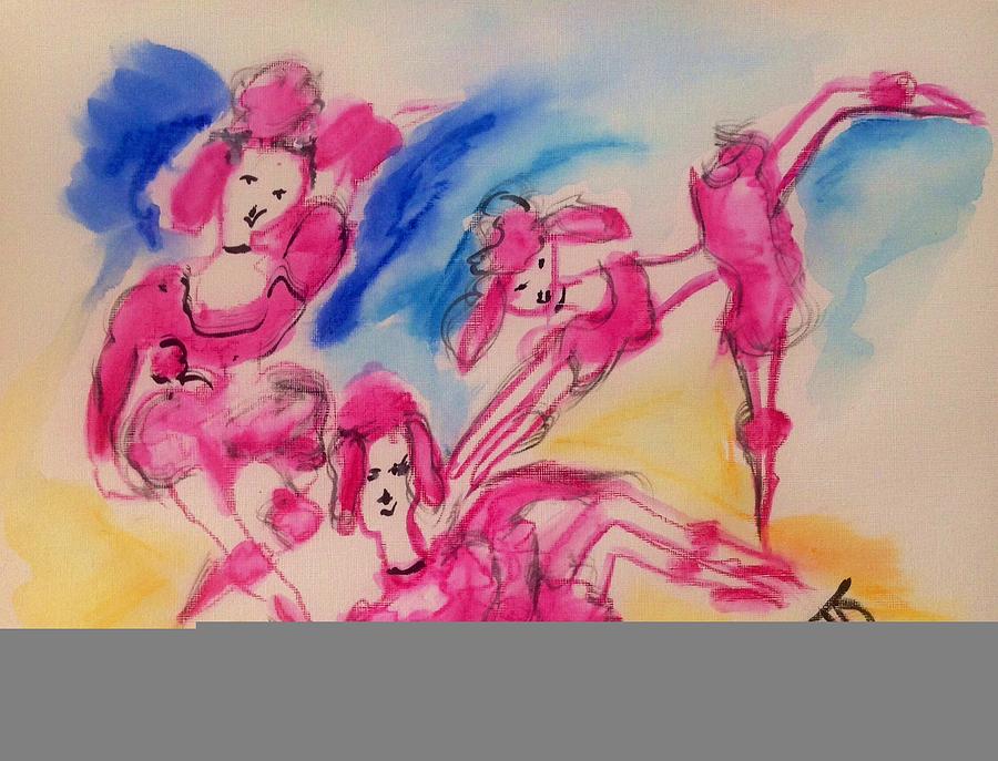 Poodle Painting - Pink poodle ballet by Judith Desrosiers
