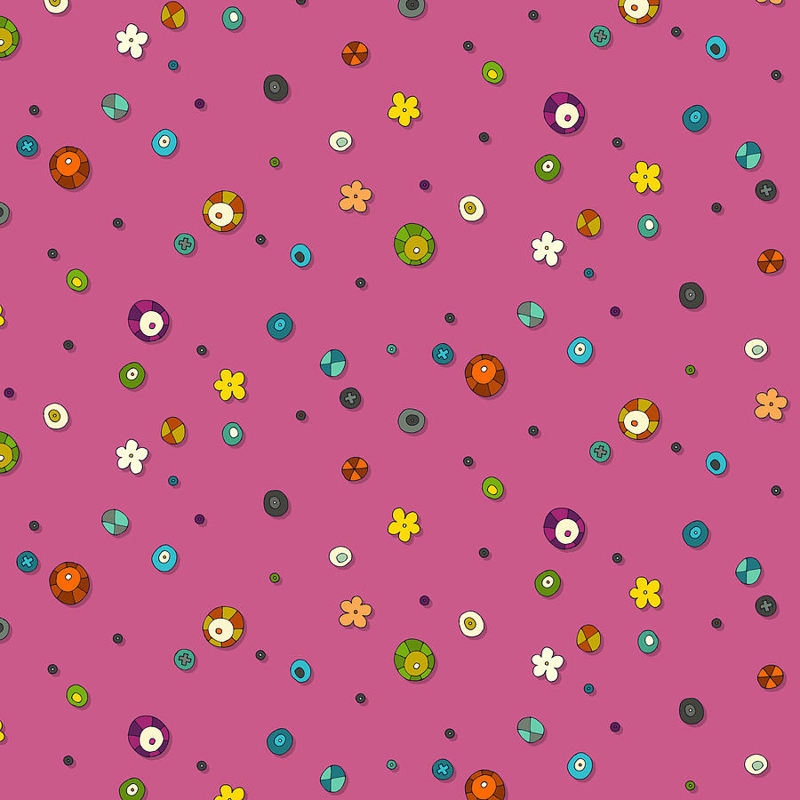 Pattern Drawing - Pink Pop Flower Spot by MGL Meiklejohn Graphics Licensing