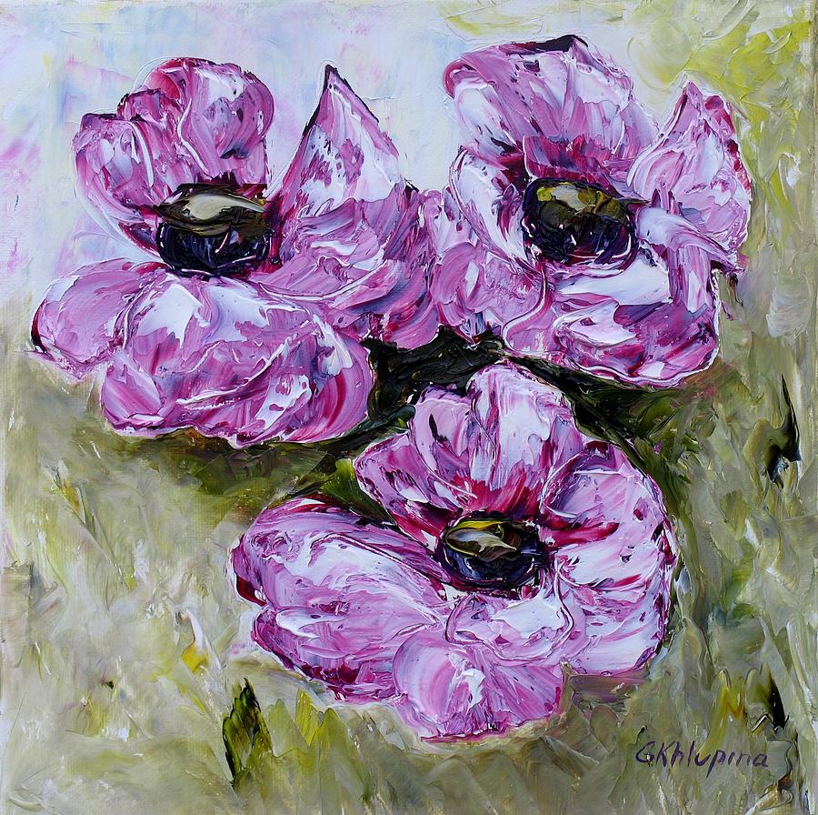 Flower Painting - Pink Poppies by Galina Khlupina
