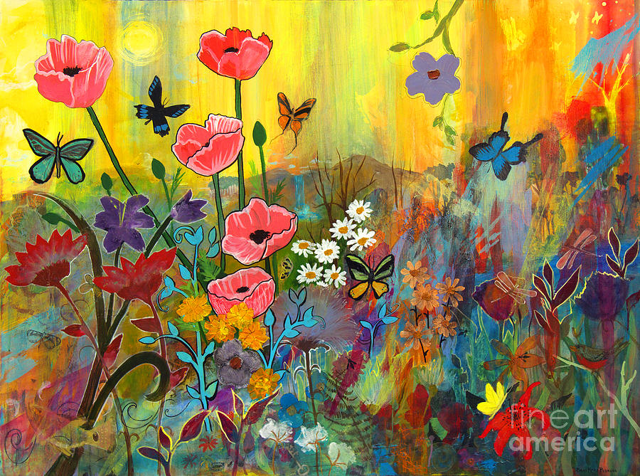 Fish Painting - Pink Poppies in Paradise by Robin Pedrero