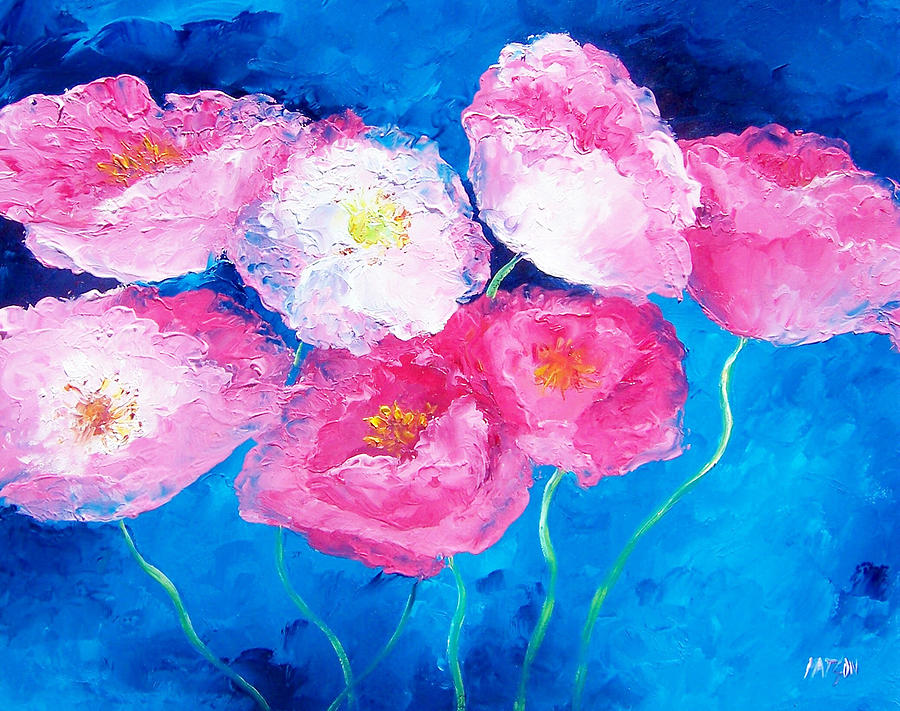 Pink Poppies Painting by Jan Matson