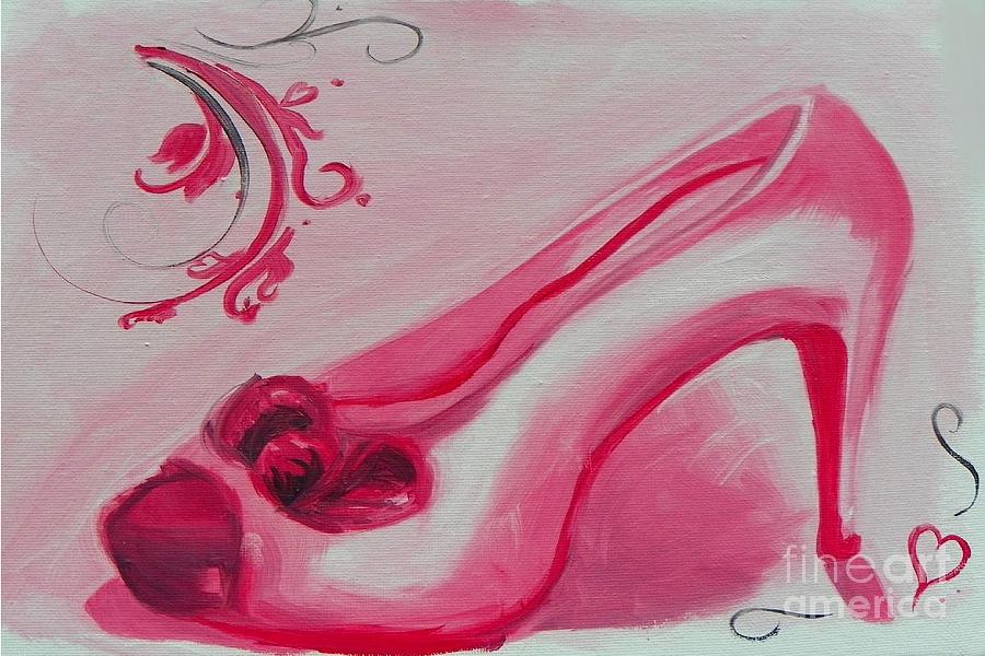 Pink Pumps Painting by Marisela Mungia