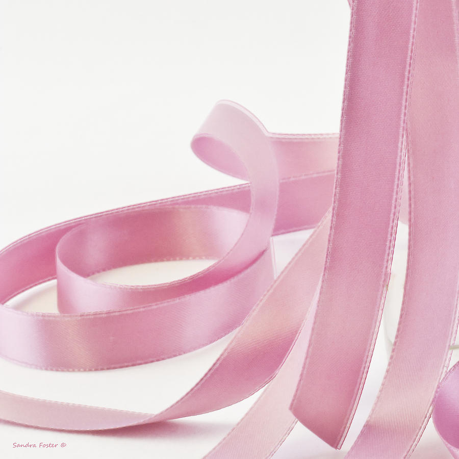 Fabric Photograph - Pink Ribbon by Sandra Foster