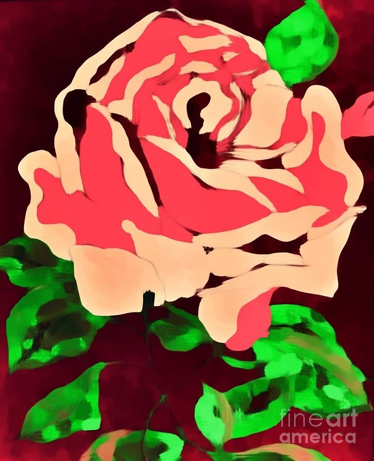 Pink Rose Impression Painting by Saundra Myles
