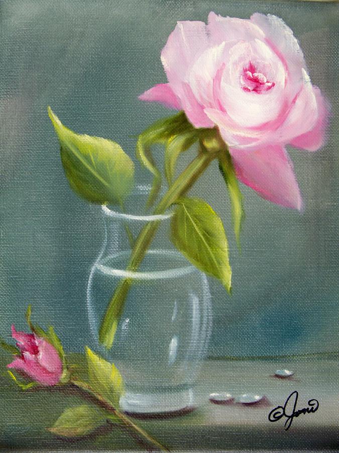 Pink Rose in Glass Painting by Joni McPherson