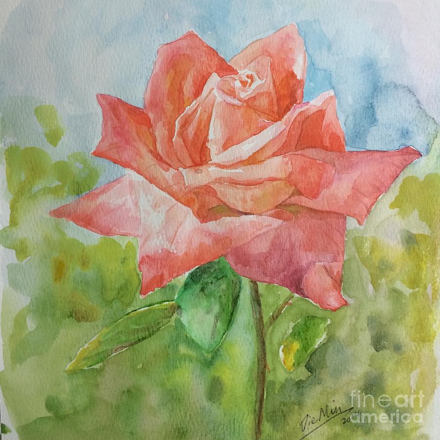 Pink Rose  Painting by Jieming Wang