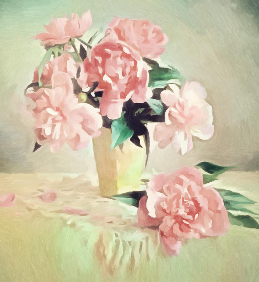 Flower Painting - Pink Rose Romance by Georgiana Romanovna