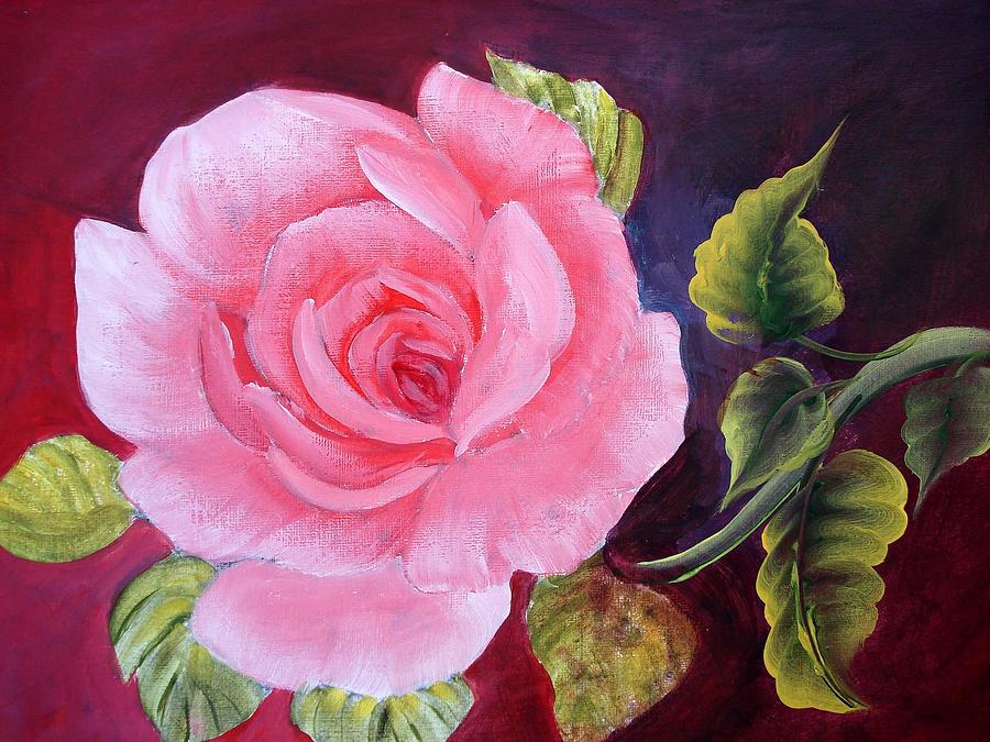 Pink Rose Painting by Tioga Parker - Fine Art America