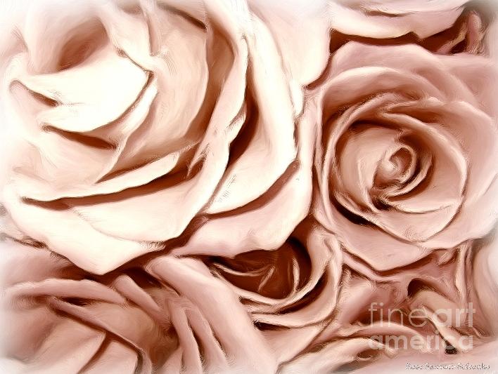 Flower Photograph - Pink Roses Bouquet Sketchbook Effect by Rose Santuci-Sofranko