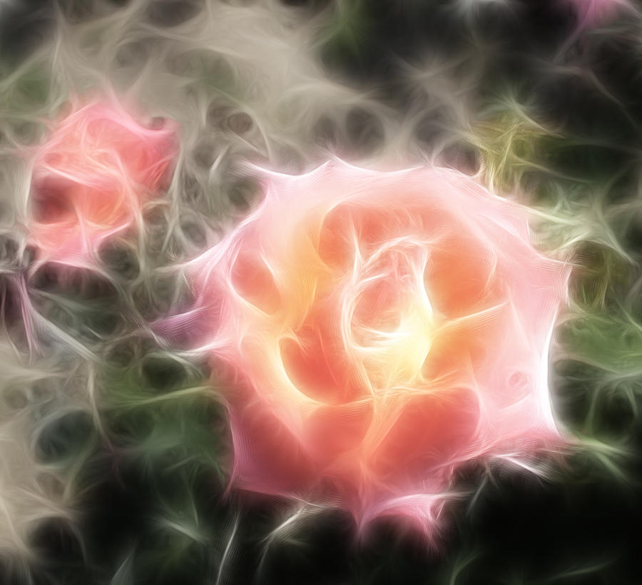 Pink Roses Digital Artwork Painting by Georgeta Blanaru