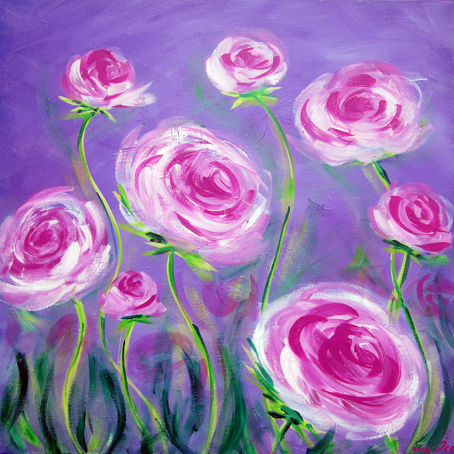 Painting Painting - Pink Roses by Ira Mitchell-Kirk Painting Painting - Pink Roses by Ira Mitchell-Kirk