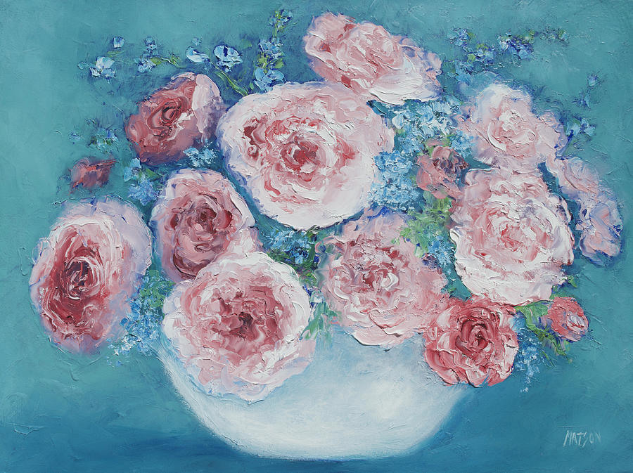 Pink Roses Painting by Jan Matson