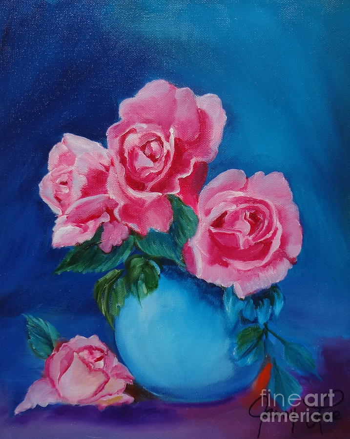 Pink Roses Painting by Jenny Lee