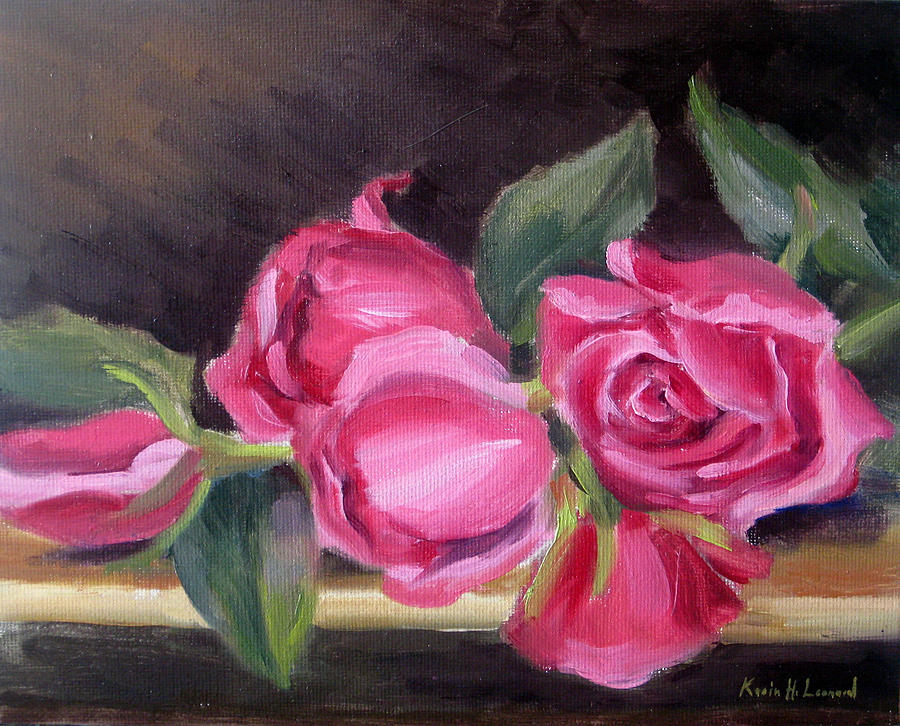 Rose Painting - Pink Roses by Karin  Leonard