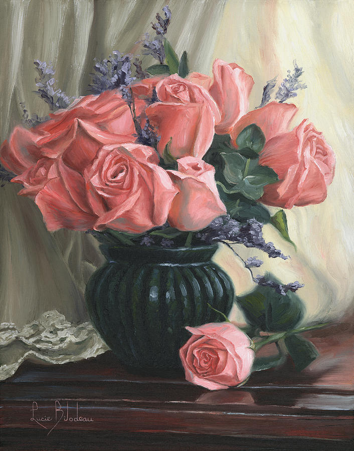 Pink Roses Painting by Lucie Bilodeau