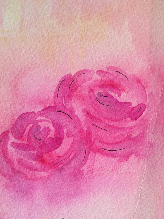 Pink Roses Watercolor Painting by Mary Cahalan Lee - aka PIXI