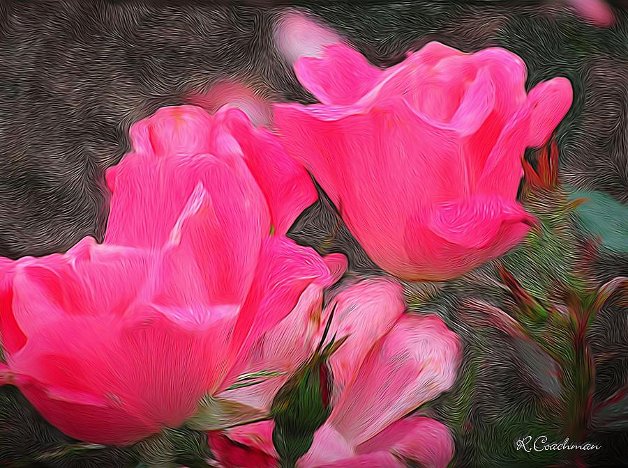 Pink Roses Painting by Renette Coachman