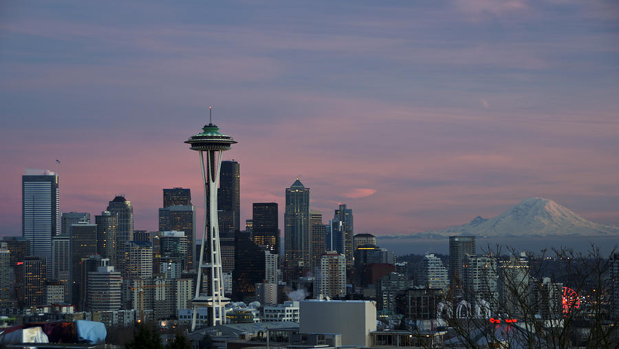 Pink Seattle Sky Photograph by Brian Kamprath