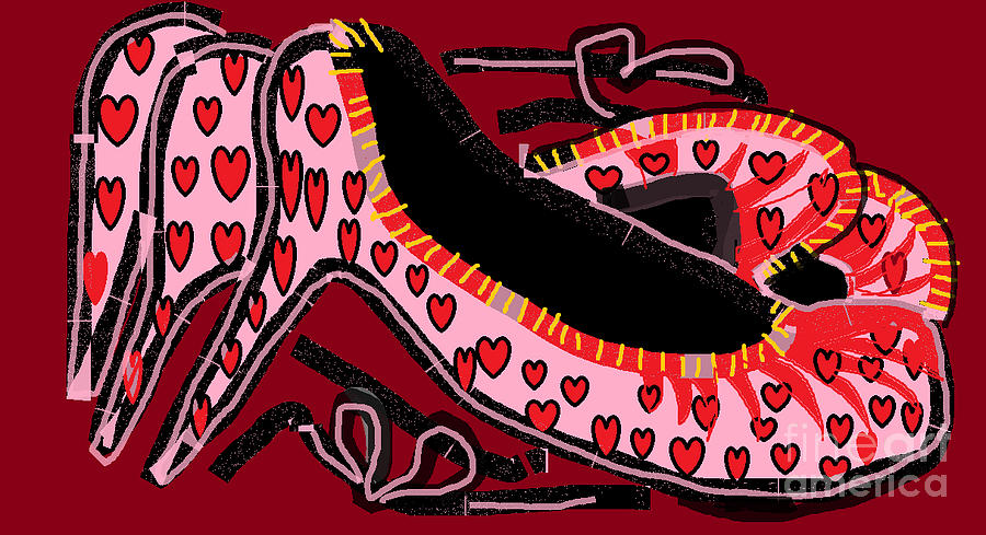 Heels Digital Art - Pink Shoes by Beebe Barksdale-Bruner Heels Digital Art - Pink Shoes by Beebe Barksdale-Bruner