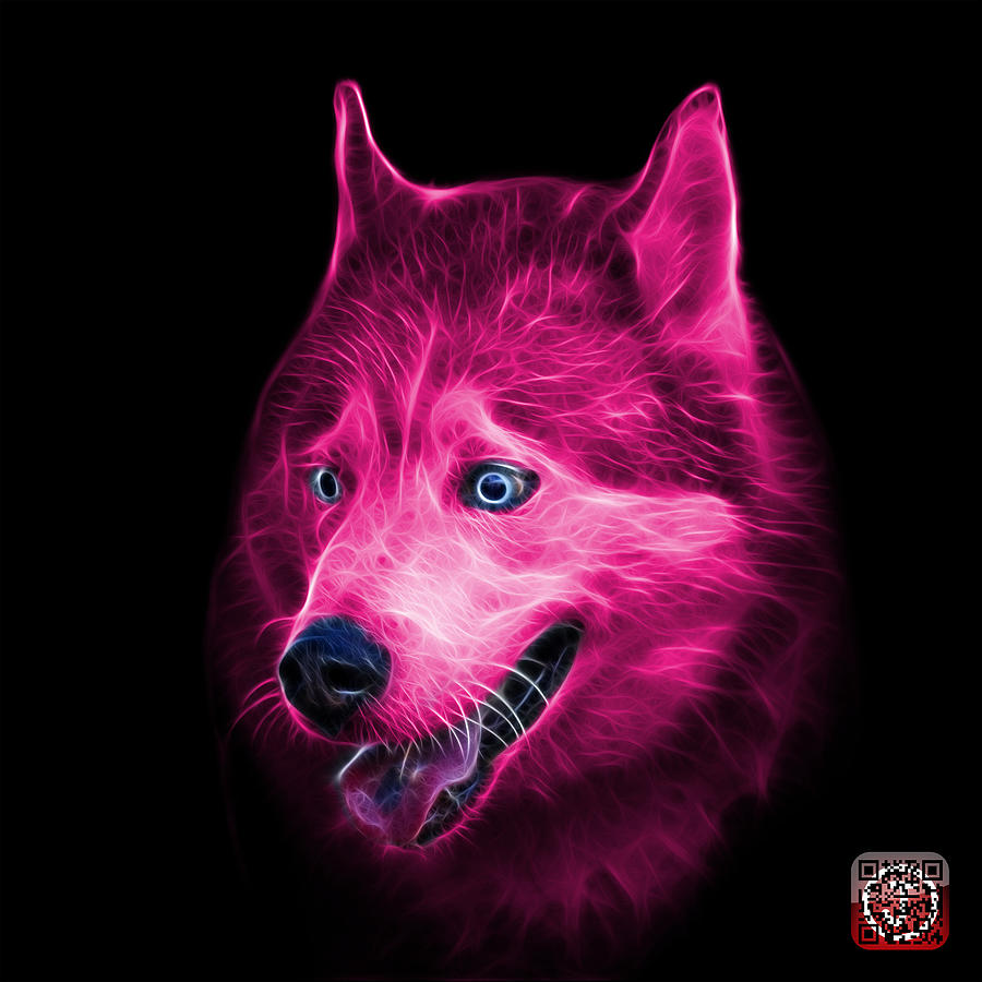 Pink Siberian Husky Dog Art - 6062 - BB Painting by James Ahn