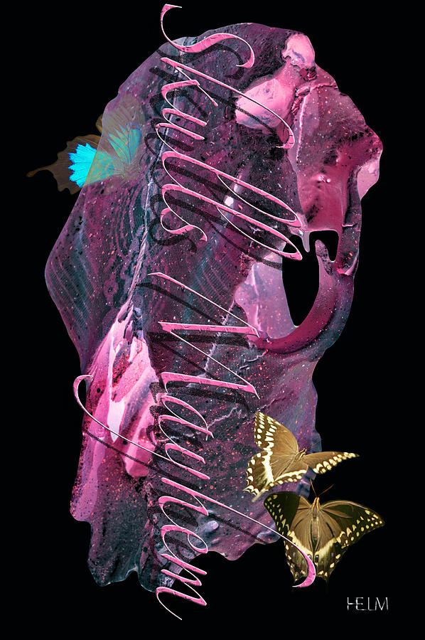 Pink Skull with Butterflies. Photograph by Mayhem Mediums