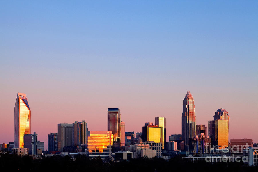 Charlotte Photograph - Pink skyline in Charlotte NC by Patrick Schneider 