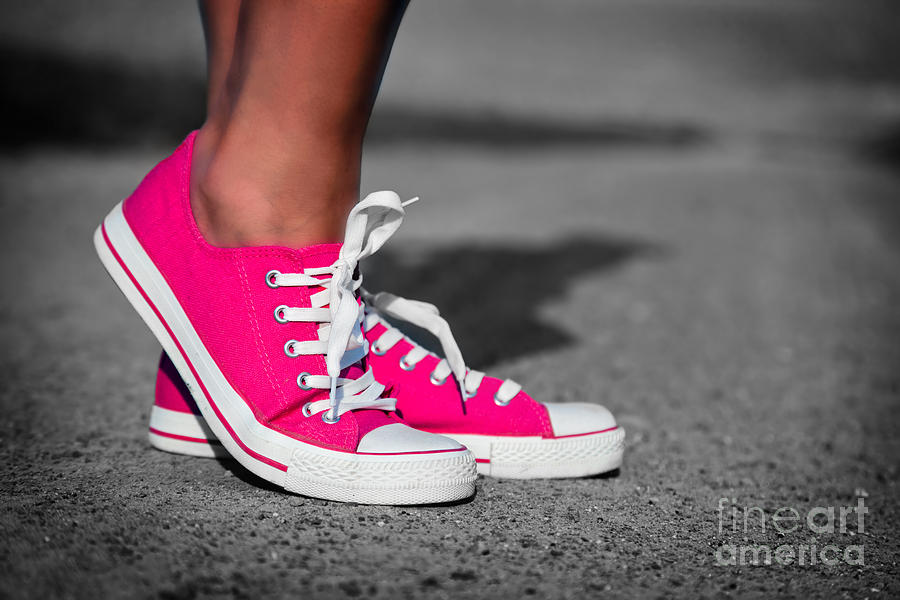 Summer Photograph - Pink sneakers  by Michal Bednarek