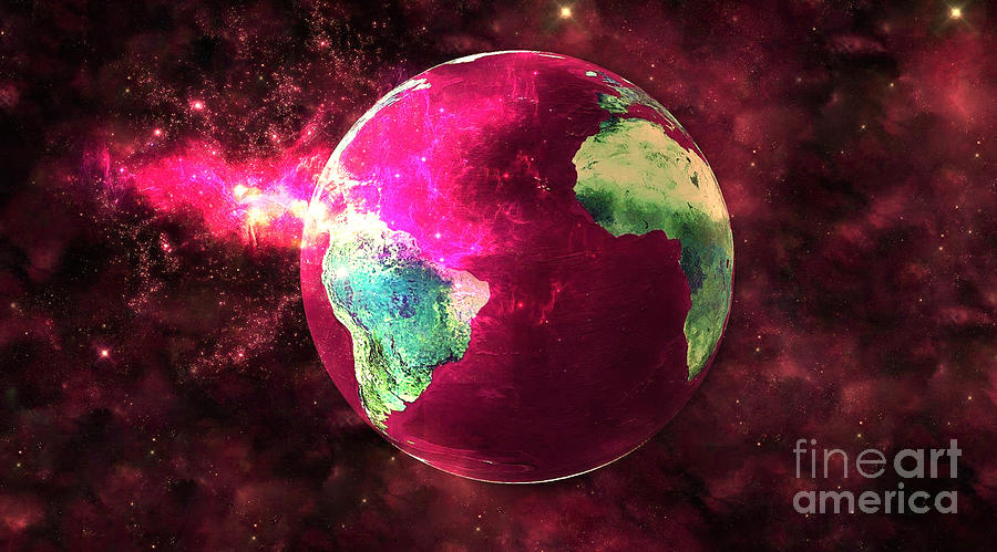 Pink Space Earth Digital Art by Maryfornia Collections - Fine Art America