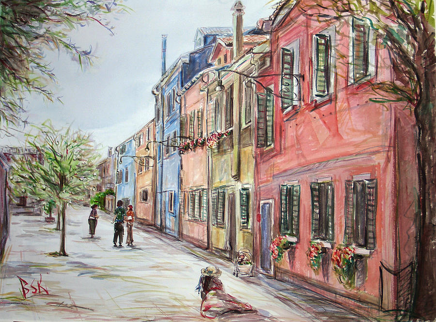 Nature Painting - Pink Street by Becky Kim