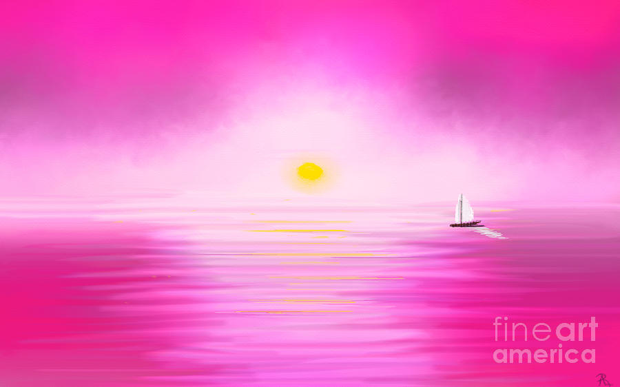 Sunset Painting - Pink Sunset by Anita Lewis