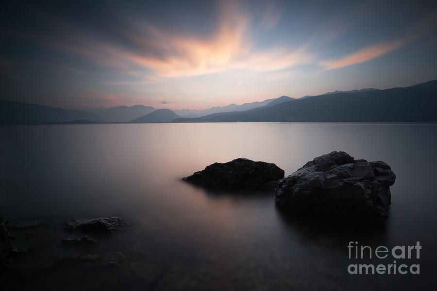 Pink sunset over lake Maggiore North Italy Photograph by Matteo Colombo