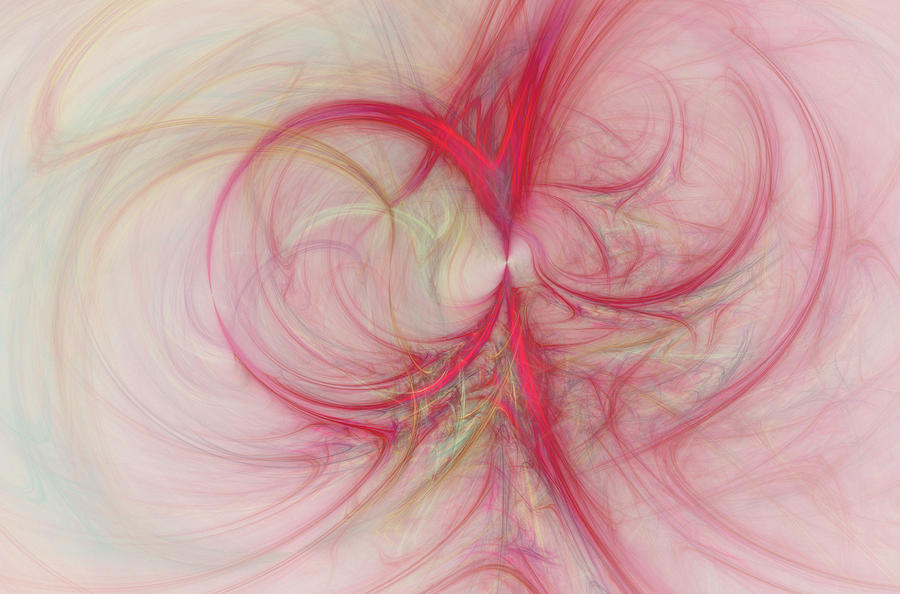 Abstract Digital Art - Pink Swirls by David Ridley