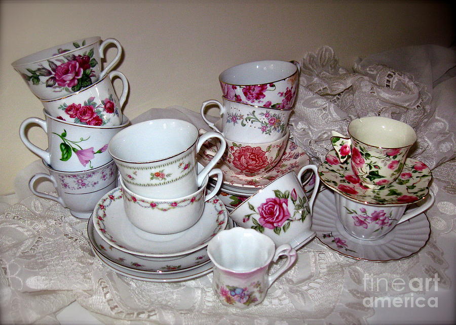 Pink Tea Cups  Photograph by Nancy Patterson