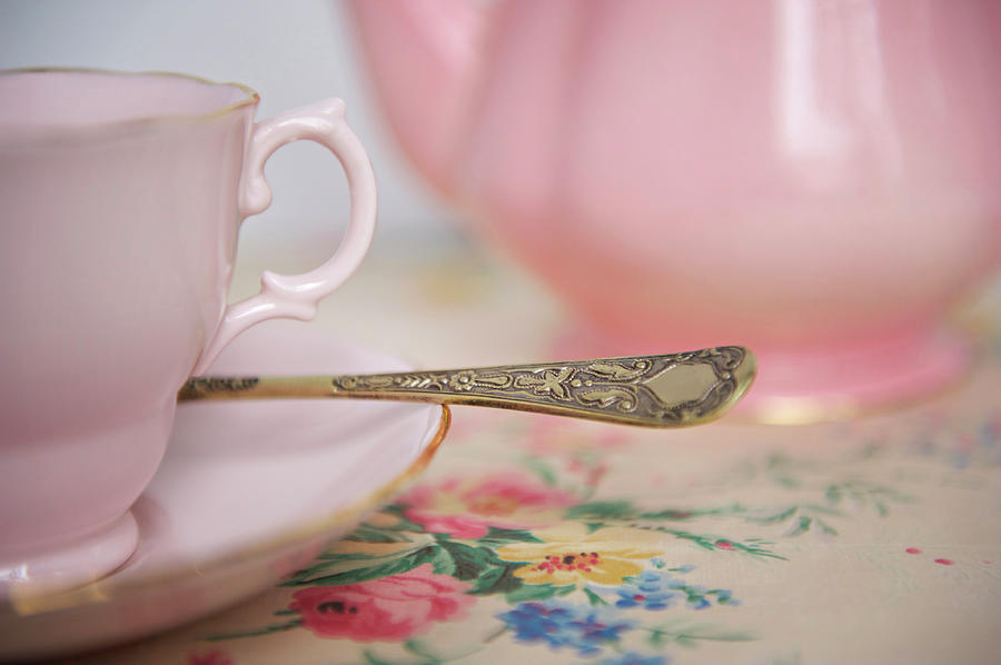 Pink Teapot And Cup Of Tea Photograph by Sharon Lapkin
