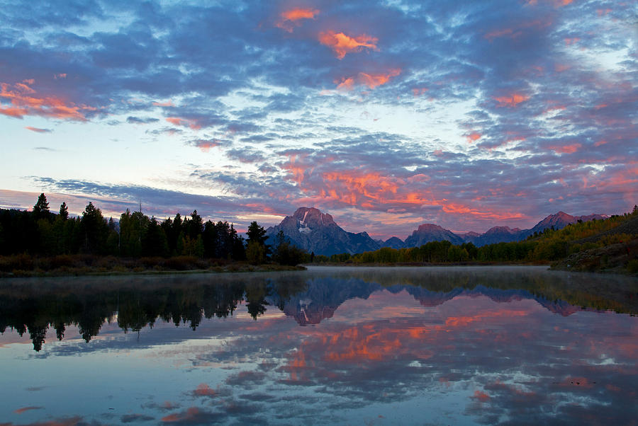 Pink Teton Morning Reflection Photograph by Shari Sommerfeld