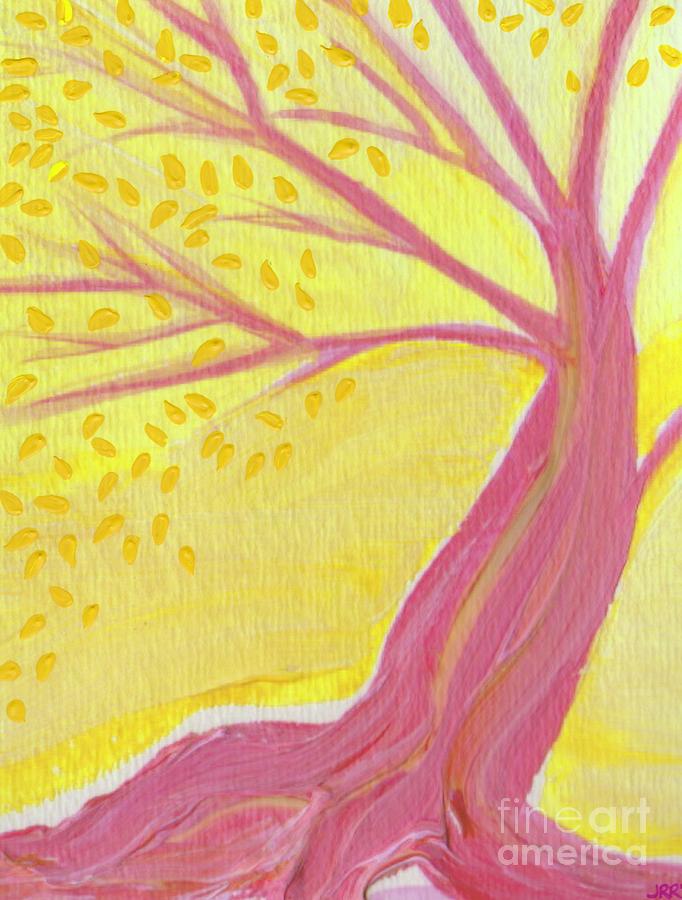Pink Tree With Leaves by jrr Painting by First Star Art