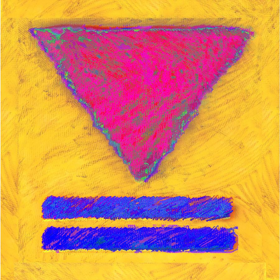 Abstract Painting - Pink Triangle on Yellow by Dale Moses
