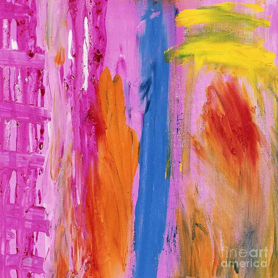 Abstract Painting - Pink Trio 1 by Noa Yerushalmi
