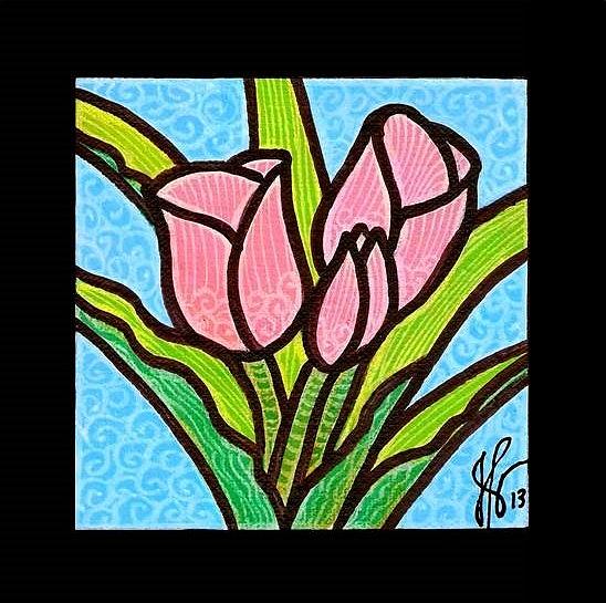 Pink Tulip Trinity Painting by Jim Harris