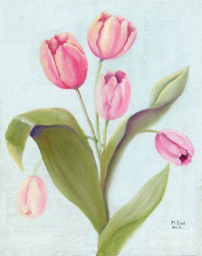 Pink Tulips Painting by Marlene Book