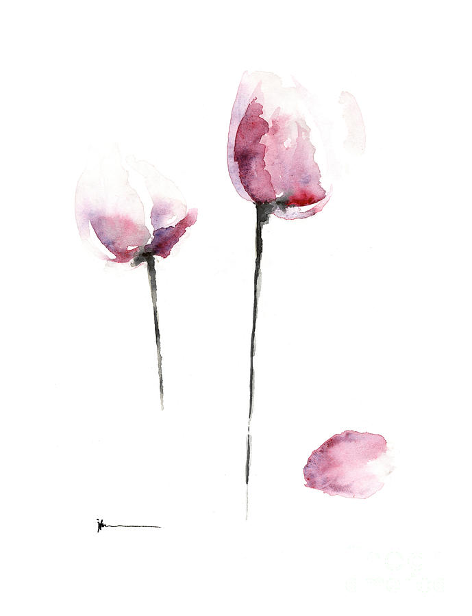 Tulips Painting - Pink tulips watercolor art print painting by Joanna Szmerdt Tulips Painting - Pink tulips watercolor art print painting by Joanna Szmerdt