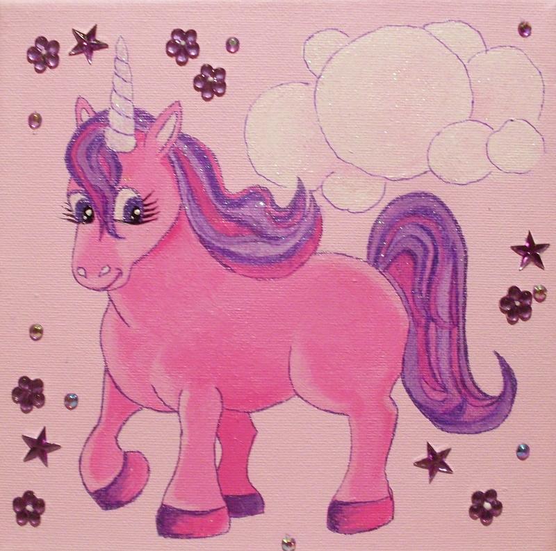 Pink unicorn Painting by Anne Gardner
