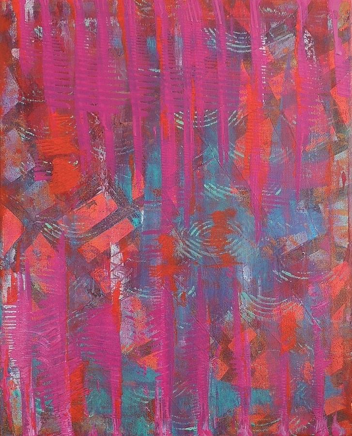 Modern Abstract Painting - Pink Veil by Debra Jacobson
