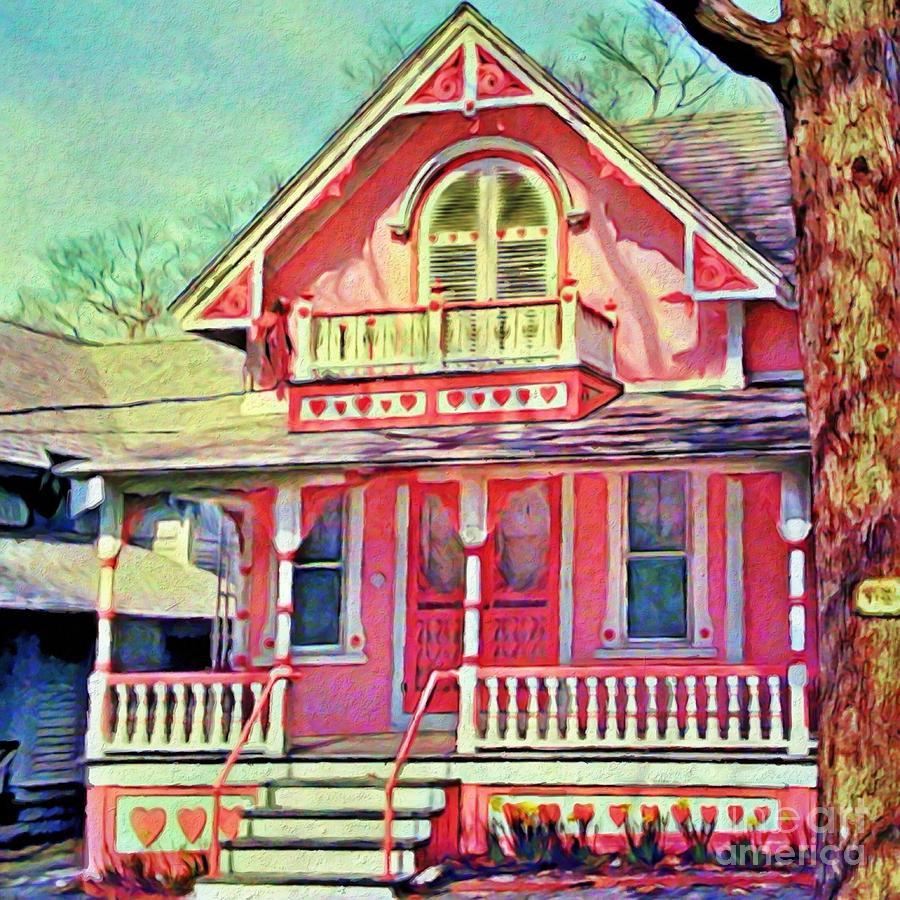 S Pink Victorian Cottage - Square Digital Art by Lyn Voytershark