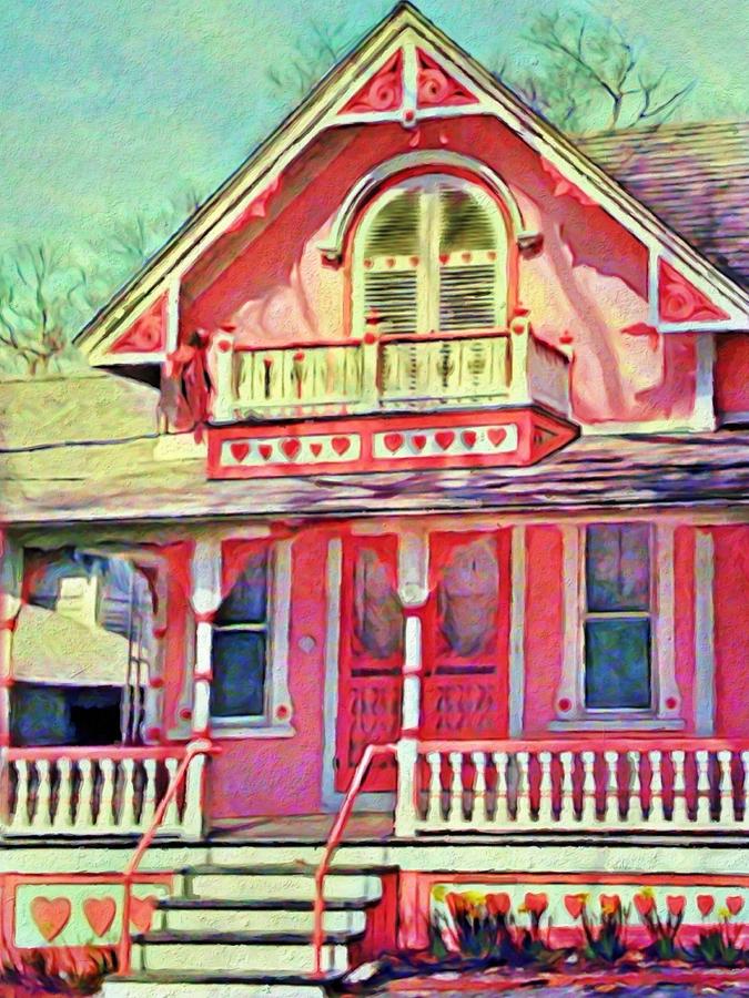 V Pink Victorian Cottage - Vertical Digital Art by Lyn Voytershark