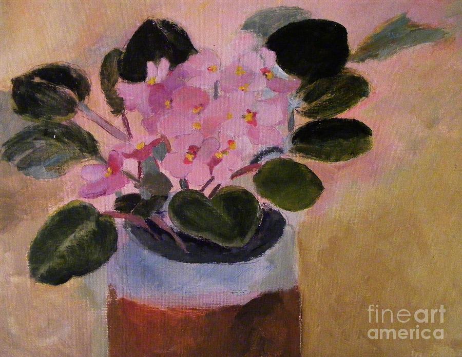 Pink Violets Painting by Nancy Kane Chapman