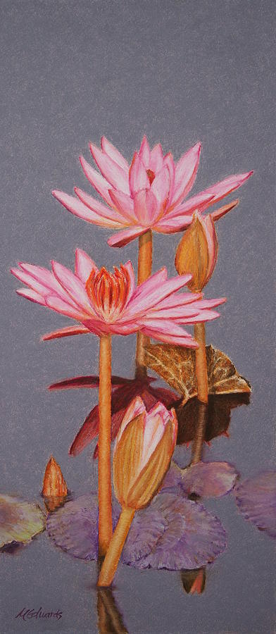 Pink Water Lilies Painting by Marna Edwards Flavell
