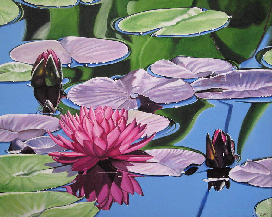 Lily Painting - Pink Waterlily  by Lillian  Bell