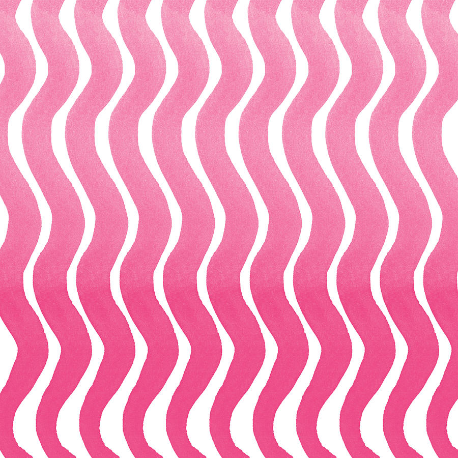 Pink Waves- Abstract Watercolor Pattern Painting by Linda Woods