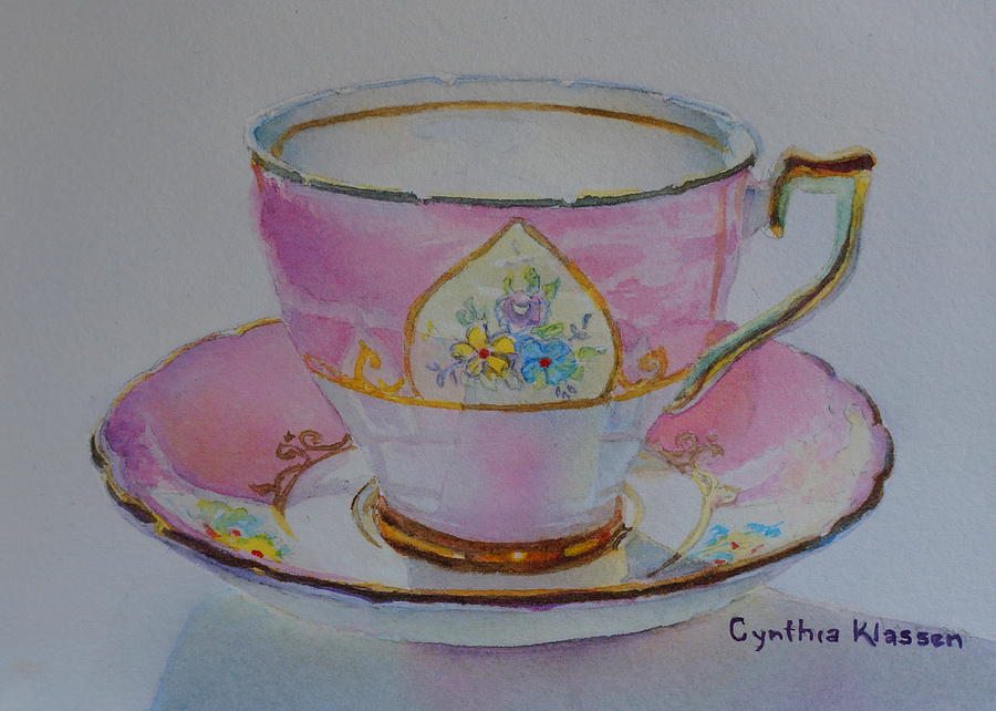 Pink Wellington Tea Cup Painting by Cynthia Klassen - Fine Art America